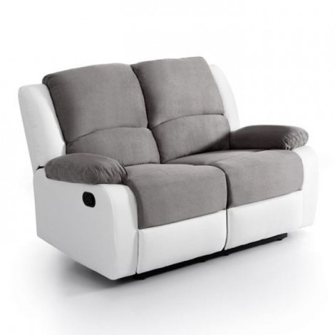 Canapé de Relaxation Microfibre "Polo" 143cm Gris & Blanc|Canape|Paris Prix