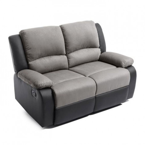 Canapé de Relaxation Microfibre "Polo" 143cm Gris & Noir|Canape|Paris Prix