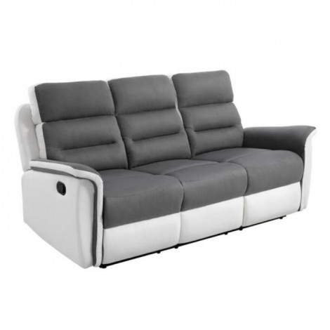Canapé de Relaxation 3 Places Microfibre "Kato" 191cm Blanc & Gris|Canape|Paris Prix