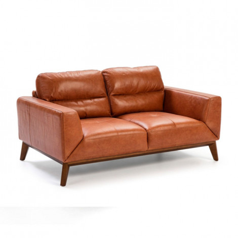 Canapé 2 Places en Cuir "Quizas" 159cm Marron|Canape|Paris Prix
