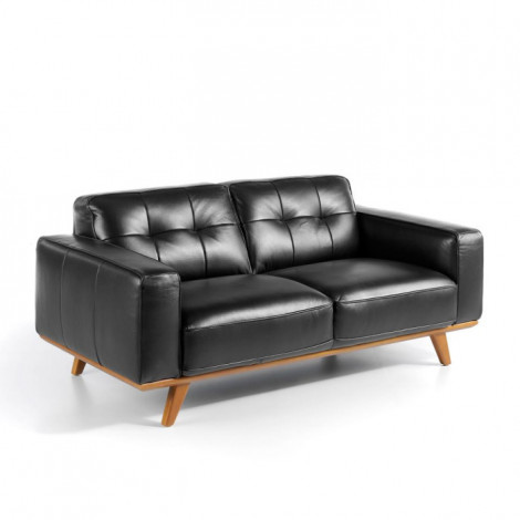Canapé 2 Places en Cuir "Jorez" 181cm Noir|Canape|Paris Prix