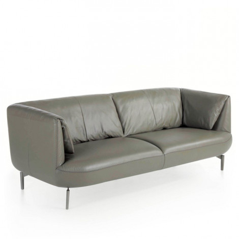 Canapé 3 Places en Cuir "Hygaz" 210cm Gris|Canape|Paris Prix