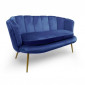 Canapé 2 Places en Velours "Dabren" 138cm Bleu|Canape|Paris Prix