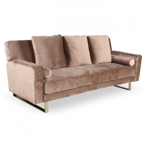Canapé Convertible Velours "Albine" 210cm Taupe|Canape|Paris Prix