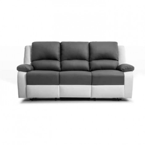 Canapé de Relaxation Microfibre "Polo" 193cm Gris & Blanc|Canape|Paris Prix