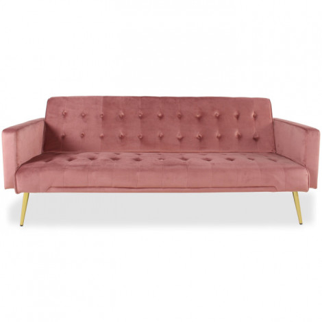 Canapé Convertible Velours "Tybio" 175cm Rose|Canape|Paris Prix