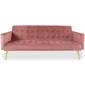 Canapé Convertible Velours "Tybio" 175cm Rose|Canape|Paris Prix