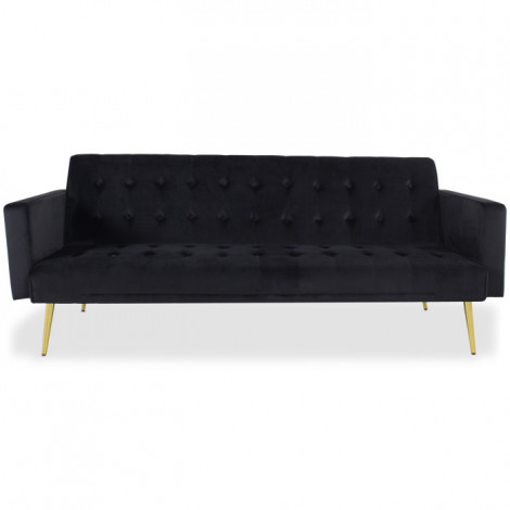 Canapé Convertible Velours "Tybio" 175cm Noir|Canape|Paris Prix