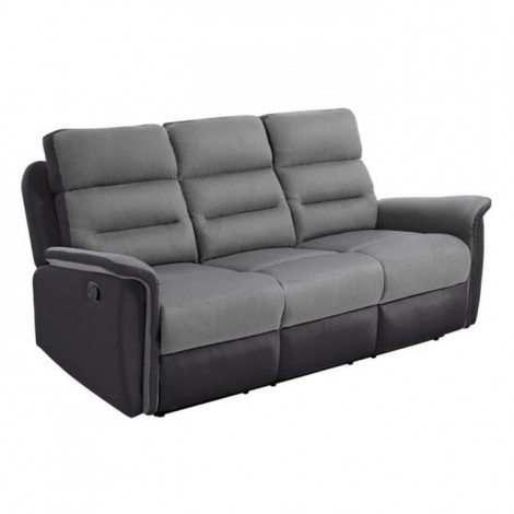 Canapé de Relaxation 3 Places "Kato" 191cm Gris & Noir|Canape|Paris Prix