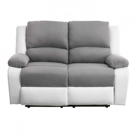 Canapé de Relaxation Électrique 2 Places "Ota" 143cm Gris & Blanc|Canape|Paris Prix