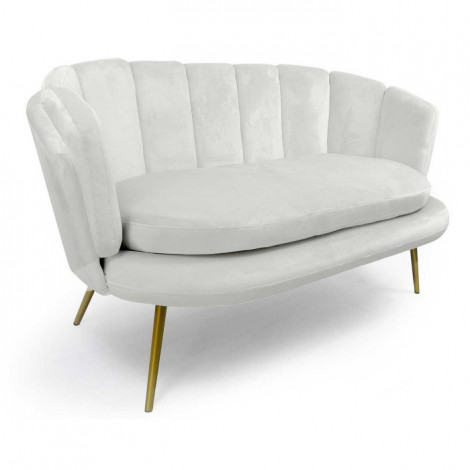 Canapé 2 Places en Velours "Dabren" 138cm Blanc|Canape|Paris Prix