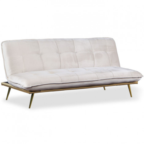 Canapé Convertible en Velours "Floran" 182cm Beige|Canape|Paris Prix