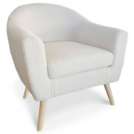 Fauteuil Scandinave en Bouclette Lainée "Delia" 79cm Crème|Fauteuil / Chauffeuse|Paris Prix