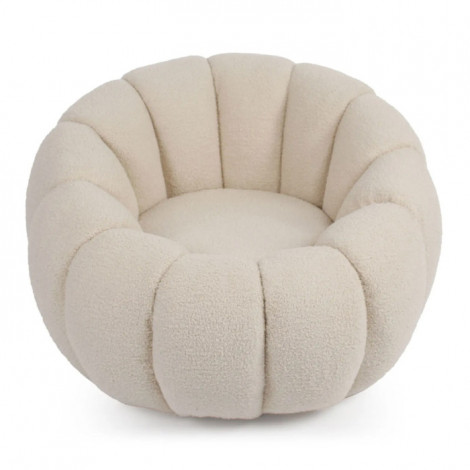 Fauteuil Coquillage Bouclette "Galen" 92cm Beige|Fauteuil / Chauffeuse|Paris Prix