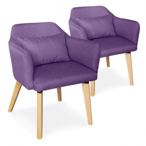 Lot de 2 Fauteuils Scandinave en Tissu "Delante" 67cm Violet|Fauteuil / Chauffeuse|Paris Prix