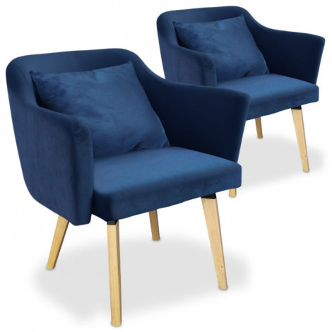 Lot de 2 Fauteuils Scandinave en Tissu "Delante" 67cm Bleu|Fauteuil / Chauffeuse|Paris Prix