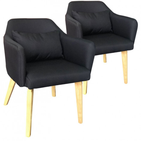 Lot de 2 Fauteuils Scandinave en Tissu "Delante" 67cm Noir|Fauteuil / Chauffeuse|Paris Prix