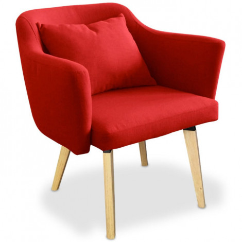 Fauteuil Scandinave en Tissu "Delante" 67cm Rouge|Fauteuil / Chauffeuse|Paris Prix