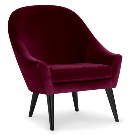 Fauteuil Scandinave Velours "Ulla" 88cm Bordeaux|Fauteuil / Chauffeuse|Paris Prix