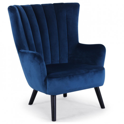 Fauteuil Scandinave Velours "Velvet" 94cm Bleu|Fauteuil / Chauffeuse|Paris Prix