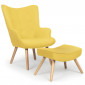 Fauteuil & Pouf Scandinave "Orle" 98cm Jaune|Fauteuil / Chauffeuse|Paris Prix
