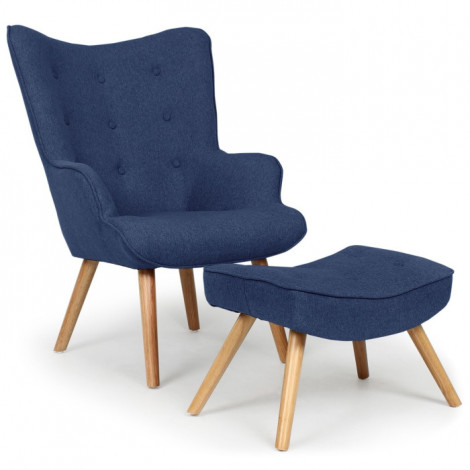 Fauteuil & Pouf Scandinave "Orle" 98cm Bleu|Fauteuil / Chauffeuse|Paris Prix