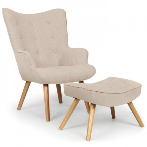 Fauteuil & Pouf Scandinave "Orle" 98cm Beige|Fauteuil / Chauffeuse|Paris Prix