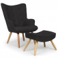 Fauteuil & Pouf Scandinave "Orle" 98cm Noir|Fauteuil / Chauffeuse|Paris Prix