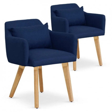 Lot de 2 Fauteuils Scandinave "Alan" 70cm Bleu|Fauteuil / Chauffeuse|Paris Prix