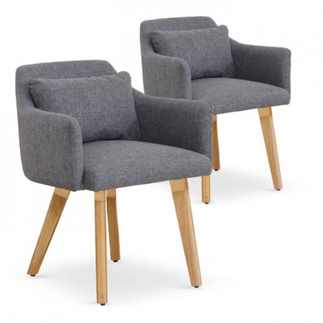 Lot de 2 Fauteuils Scandinave "Alan" 70cm Gris Clair|Fauteuil / Chauffeuse|Paris Prix
