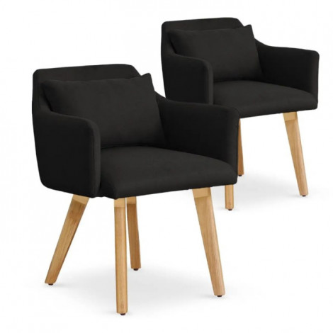 Lot de 2 Fauteuils Scandinave "Alan" 70cm Noir|Fauteuil / Chauffeuse|Paris Prix