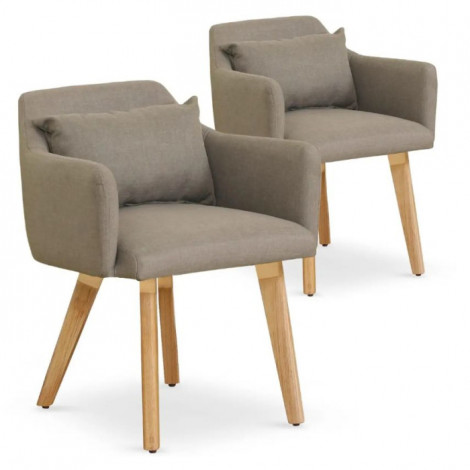 Lot de 2 Fauteuils Scandinave "Alan" 70cm Taupe|Fauteuil / Chauffeuse|Paris Prix