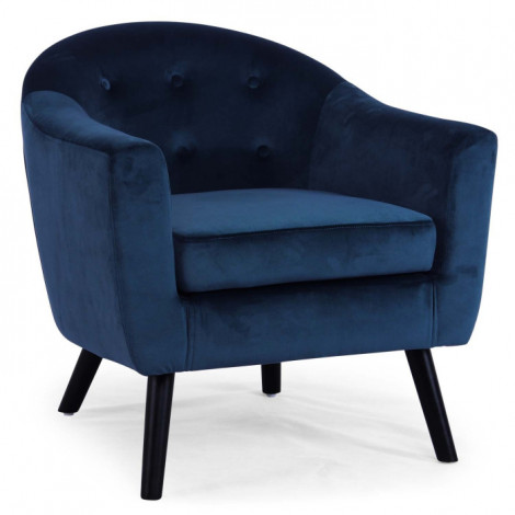 Fauteuil Scandinave Velours "Lopy" 79cm Bleu|Fauteuil / Chauffeuse|Paris Prix