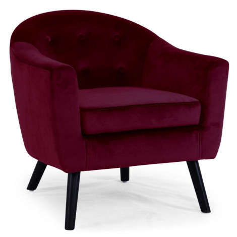 Fauteuil Scandinave Velours "Lopy" 79cm Bordeaux|Fauteuil / Chauffeuse|Paris Prix