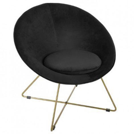 Fauteuil Design en Velours "Gold Evan" 76cm Noir|Fauteuil / Chauffeuse|Paris Prix