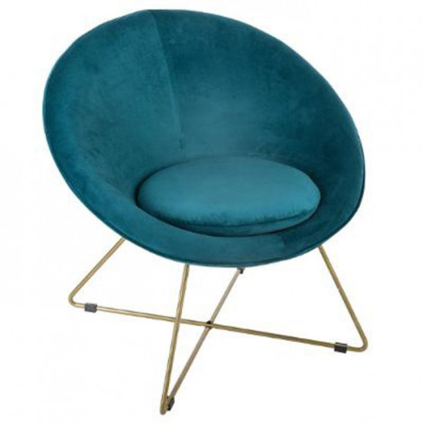 Fauteuil Design en Velours "Gold Evan" 76cm Bleu|Fauteuil / Chauffeuse|Paris Prix