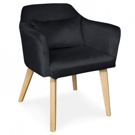 Fauteuil Scandinave Velours "Scanda" 70cm Noir|Fauteuil / Chauffeuse|Paris Prix