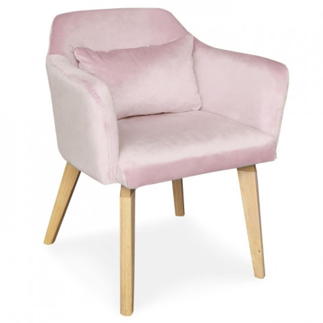 Fauteuil Scandinave Velours "Scanda" 70cm Rose|Fauteuil / Chauffeuse|Paris Prix