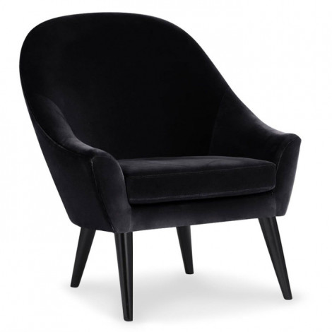 Fauteuil Scandinave en Velours "Ulla" 88cm Noir|Fauteuil / Chauffeuse|Paris Prix