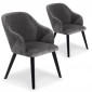 Lot de 2 Fauteuils en Velours "Yugnat" 85cm Gris|Fauteuil / Chauffeuse|Paris Prix