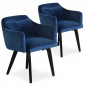 Lot de 2 Fauteuils Velours "Scanda" 70cm Bleu|Fauteuil / Chauffeuse|Paris Prix