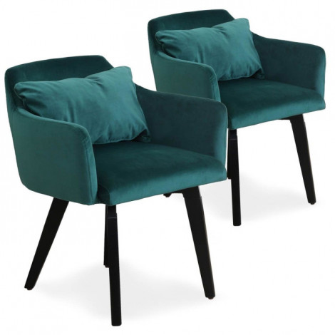 Lot de 2 Fauteuils Velours "Scanda" 70cm Vert|Fauteuil / Chauffeuse|Paris Prix