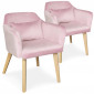 Lot de 2 Fauteuils Velours "Scanda" 70cm Rose|Fauteuil / Chauffeuse|Paris Prix