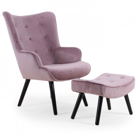 Fauteuil & Pouf Scandinave "Nomi" 100cm Rose|Fauteuil / Chauffeuse|Paris Prix