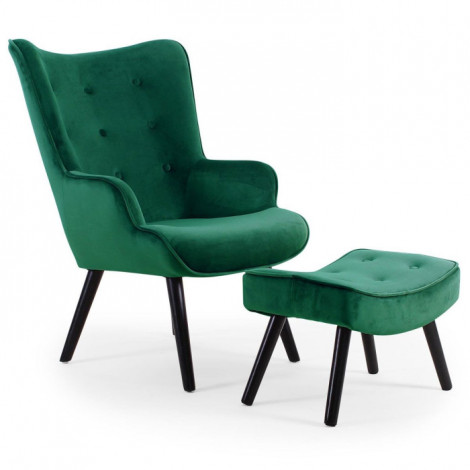 Fauteuil & Pouf Scandinave "Nomi" 100cm Vert|Fauteuil / Chauffeuse|Paris Prix