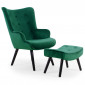 Fauteuil & Pouf Scandinave "Nomi" 100cm Vert|Fauteuil / Chauffeuse|Paris Prix