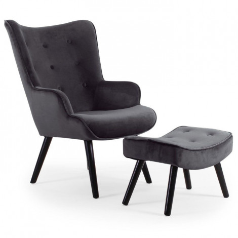 Fauteuil & Pouf Scandinave "Nomi" 100cm Noir|Fauteuil / Chauffeuse|Paris Prix