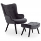 Fauteuil & Pouf Scandinave "Nomi" 100cm Noir|Fauteuil / Chauffeuse|Paris Prix