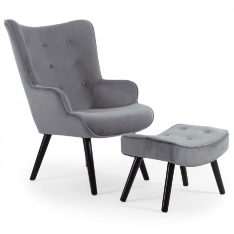 Fauteuil & Pouf Scandinave "Nomi" 100cm Gris|Fauteuil / Chauffeuse|Paris Prix