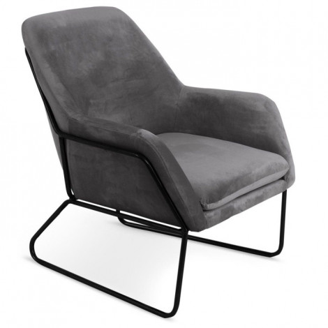 Fauteuil Design en Velours "Baldy" 84cm Gris|Fauteuil / Chauffeuse|Paris Prix